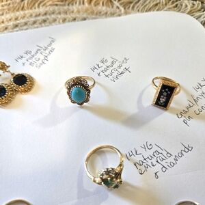 All SOLID GOLD DIAMOND Real TURQOISE EMERALD SAPPHIRE Jewelry